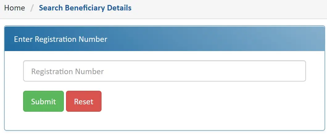 Beneficiary Details by Registration Number