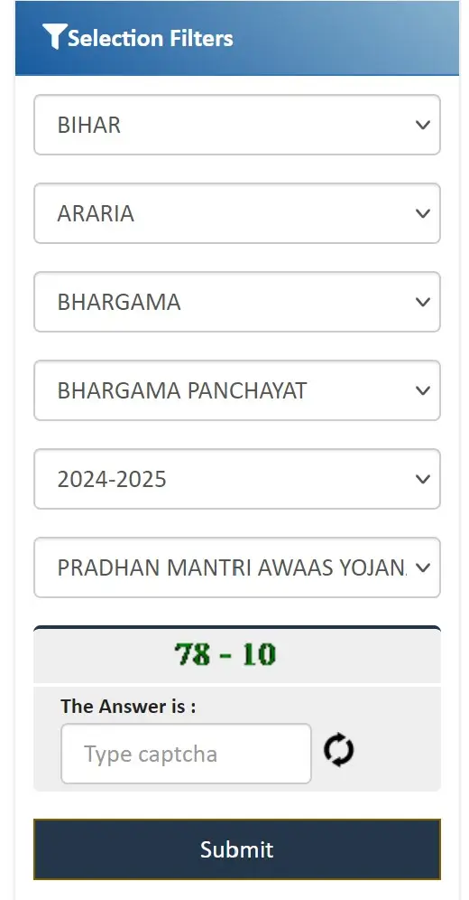 Select Bihar in State and 2024-25 in Year