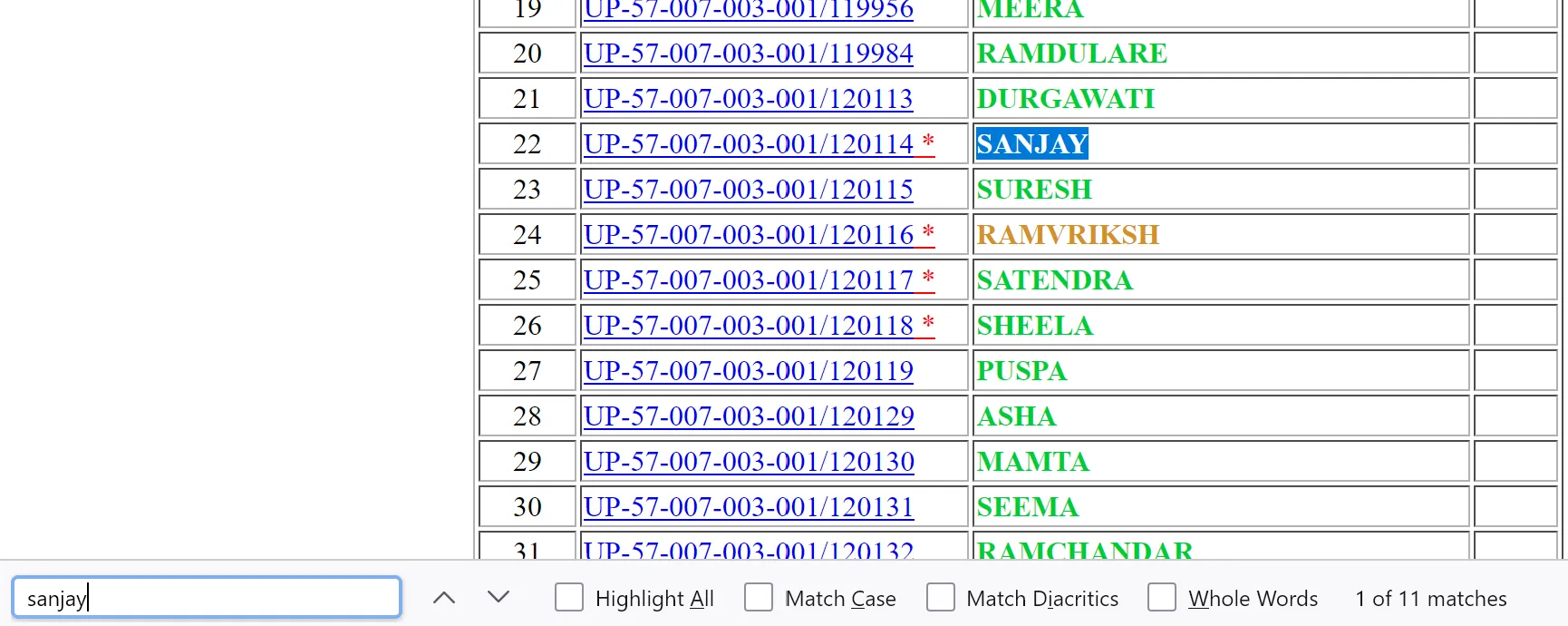 Check Name in UP Job Card List