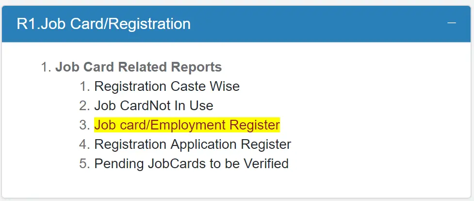 Job Card / Employment Register Link
