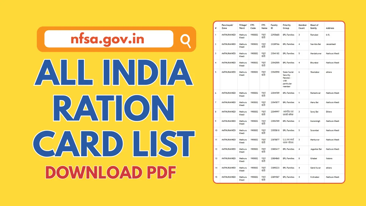 NFSA Ration Card List
