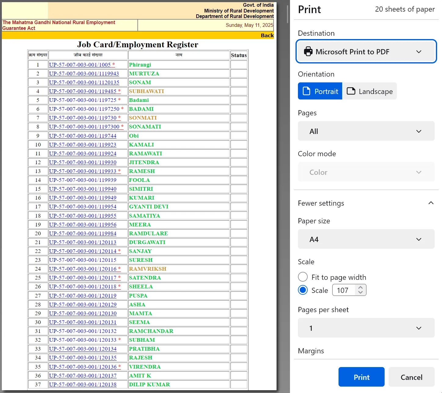Save List as PDF