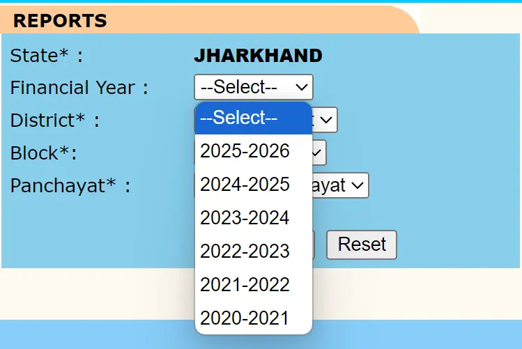 Select Year and Details for Job Card List